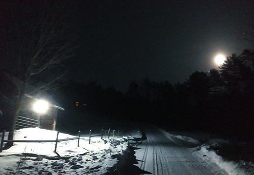 I took this a few evenings ago and forgot. A not-quite full moon rising with our barn on the left. . . #moon #vermont #farm #latergram #moonoververmont
