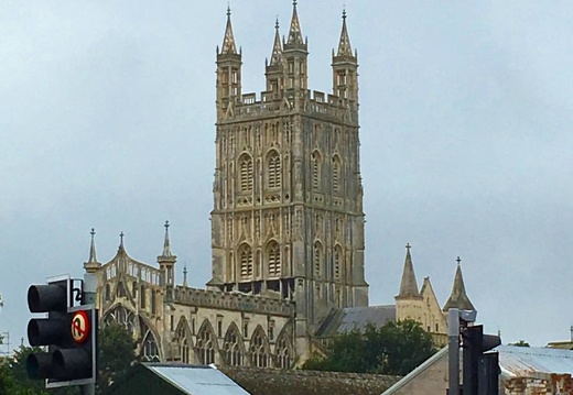 Gloucester Cathedral from the back of the car.