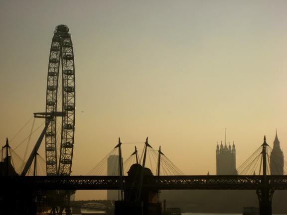 London Eye, Jubilee Bridge, and Parliament