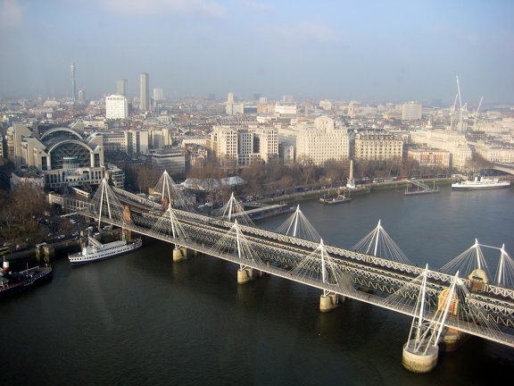 London Eye view of the Jubilee Bridge and Charring Cross Station