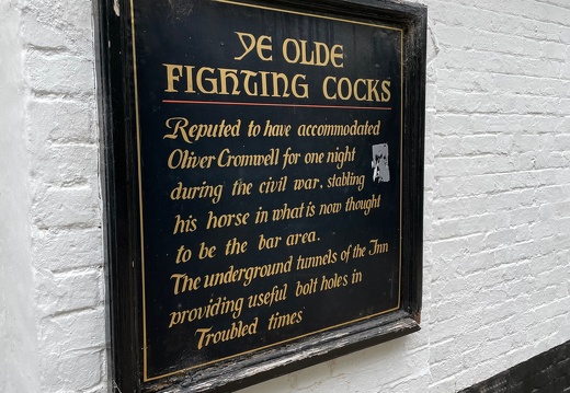 History Placard for Ye Olde Fighting Cocks
