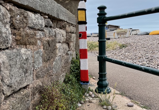 Yarn Bomb Post as Lighthouse