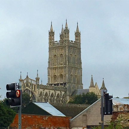 Gloucester Cathedral from the back of the car.